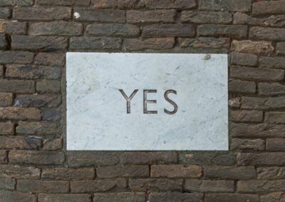 "Yes" carved in stone